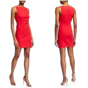 Likely Dress Vina Mini Sleeveless Slit Him Boatneck Cocktail Red Orange 6